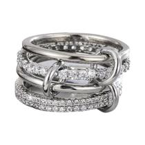 Conjunto De Anéis Empilháveis De Cobre Com Zircônia Sintética Para Mulheres