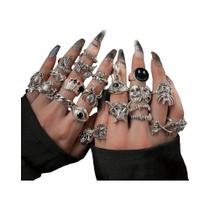 Conjunto De Anéis Góticos Com Sorriso De Diabo Joker 24 Peças Acessórios Diários Para Festas Em Liga