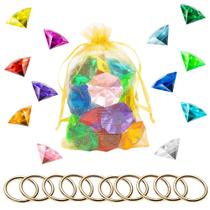 Conjunto de anéis PANTIDE Acrylic Diamond Gems Gold Round 35 unidades
