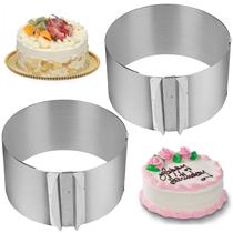 Conjunto de anéis para moldes de bolo ZEONHEI em aço inoxidável ajustável 15-30cm