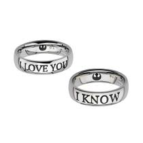 Conjunto de anéis STAR WARS I Love You/I Know em aço inoxidável Conjunto de anéis STAR WARS I Love You/I Know em aço inoxidável