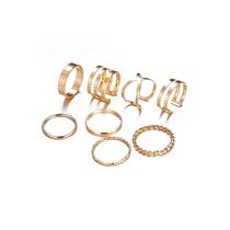 Conjunto de anéis vintage dourado para mulheres (conjunto de 8)