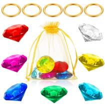 Conjunto de anéis ZCYSRLQIN 12 peças de gemas de acrílico e anéis de liga de ouro