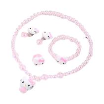 Conjunto De Anel De Colar Infantil Hello Kitty Com 4 Peças Sanrio Kawaii Acessórios Presentes De