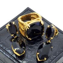 Conjunto De Anel E Brincos Com Pedras Banho De Ouro 18k 382 1059 Conjunto De Anel E Brincos Com Pedras Banho De Ouro 18k 382 1059
