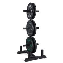 Conjunto de Anilhas CAP Barbell 100 lb com Suporte para Armazenamento Conjunto de Anilhas CAP Barbell 100 lb com Suporte para Armazenamento