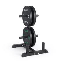 Conjunto de Anilhas CAP Barbell 100 lb com Suporte para Armazenamento Conjunto de Anilhas CAP Barbell 100 lb com Suporte para Armazenamento