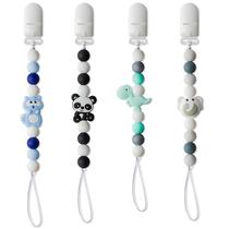 Conjunto de animais com clipes de chupeta 9tilight 4 Silicone Teether