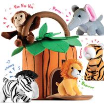 Conjunto de animais da selva de pelúcia Talking com suporte para crianças Play22