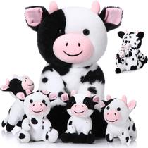 Conjunto de animais de pelúcia Sumind Cow Mommy com 4 filhotes fofos