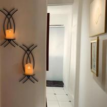 Conjunto de Arandelas de Parede AimtoHome Suporte para Velas em Ferro Preto 40 cm Conjunto de Arandelas de Parede AimtoHome Suporte para Velas em Ferro Preto 40 cm