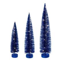 Conjunto de Árboles de Cepillo de Botella Vickerman Azul Iluminado 16-20-24 con Baterías