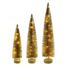 Conjunto de Árboles de Escobilla en Oro Iluminados Vickerman 16 cm, 20 cm y 24 cm
