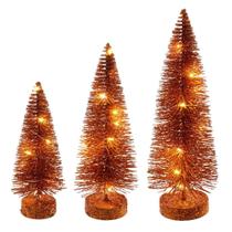 Conjunto de Árboles de Pincel Botella Vickerman Iluminados en Naranja 20-25-30 cm