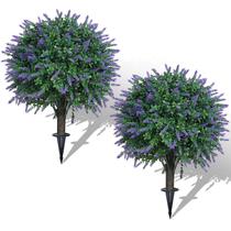 Conjunto de arbustos de topiaria artificial de lavanda e buxo AOKIIE 22cm