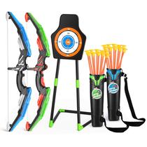 Conjunto de arco e flecha TEMI, pacote com 2 arcos, 20 ventosas, flechas e alvo