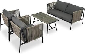 Conjunto de Àrea Externa Haven com 1 Sofá, 2 Poltronas 1 Mesa - Cinza Conjunto de Àrea Externa Haven com 1 Sofá, 2 Poltronas 1 Mesa - Cinza