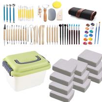 Conjunto de Argila WABAFL 5,5 kg Secagem ao Ar + 52 Ferramentas de Cerâmica + Caixa Conjunto de Argila WABAFL 5,5 kg Secagem ao Ar + 52 Ferramentas de Cerâmica + Caixa