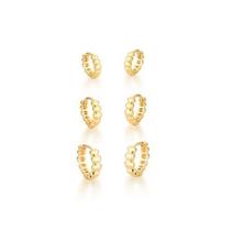 Conjunto de Argolas Banhadas a Ouro com Bolinhas Lisas - Trio Conjunto de Argolas Banhadas a Ouro com Bolinhas Lisas - Trio