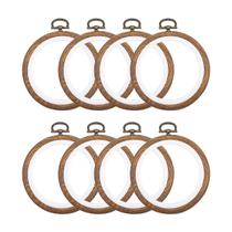 Conjunto de argolas de bordado, mini, 8 peças, 8 cm, madeira imitada, plástico