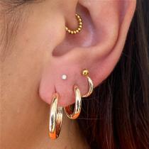 Conjunto de argolinhas lisas em metal banhado - 3 pares