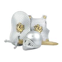 Conjunto de armadura infantil: capacete de cavaleiro, espada, peitoral, escudo