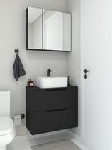 Conjunto de armário banheiro acácia mdf 15mm com cuba oslo marmorite e espelheira design premium