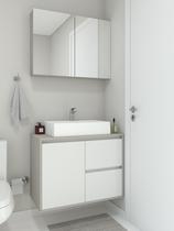 Conjunto de armário banheiro cerejeira mdf 15mm com cuba marmorite leblon e espelheira design luxo exclusivo