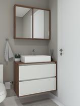 Conjunto de armário banheiro jatobá plus mdf 15mm com cuba marmorite leblon e espelheira design premium Conjunto de armário banheiro jatobá plus mdf 15mm com cuba marmorite leblon e espelheira design premium