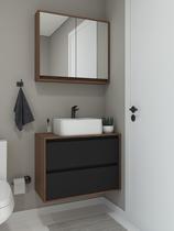 Conjunto de armário banheiro jatobá premium mdf 15mm com cuba marmorite oslo e espelheira design luxo exclusivo