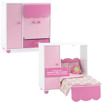 Conjunto de armário de móveis Emily Rose Doll Murphy Bed 45 cm com acc