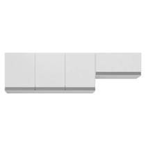 Conjunto de Armários Aéreo Cozinha Planejada Lux 120cm e 60cm 100% MDF Branco TX Fosco - Abmaza