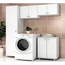Conjunto De Armarios Para Lavanderia 04 Peças Cj1 Branco