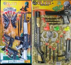 Conjunto de armas de brinquedo arminhas plástica lança dardos coleção