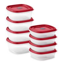 Conjunto de Armazenamento de Alimentos Rubbermaid - 16 Peças, Plástico Vermelho, Sem BPA