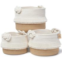 Conjunto de armazenamento de corda de algodão Basket NaturalCozy de 3 peças