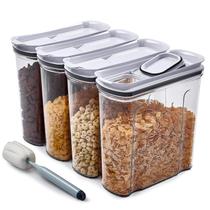 Conjunto de armazenamento de recipientes de cereais FreshKeeper 4L (135,2 onças) 4 unidades Conjunto de armazenamento de recipientes de cereais FreshKeeper 4L (135,2 onças) 4 unidades