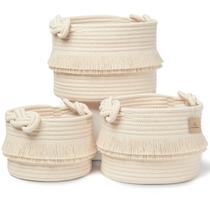 Conjunto de armazenamento em tecido de corda de algodão Basket NaturalCozy de 3 peças