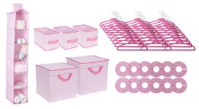 Conjunto de Armazenamento para Berçário Delta Children (48 Peças) - Cor Rosa Claro