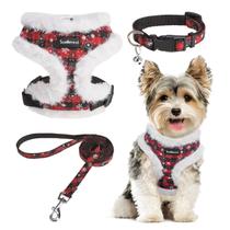Conjunto de arnês de Natal para cães SCENEREAL Warm Fleece Small Conjunto de arnês de Natal para cães SCENEREAL Warm Fleece Small