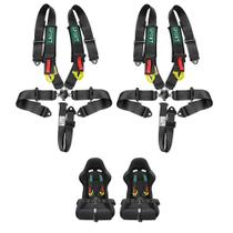 Conjunto de arnês de segurança BESTZHEYU 2PCS de poliéster de corrida de 5 pontos Conjunto de arnês de segurança BESTZHEYU 2PCS de poliéster de corrida de 5 pontos