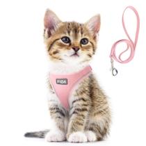 Conjunto de arnês e coleira Fida para passear com cães e gatos rosa XXXS