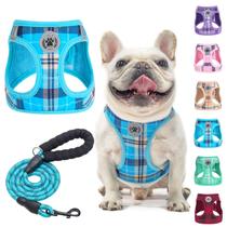 Conjunto de arnês e coleira para cães BEAUTYZOO Small Reflective Blue M