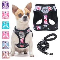 Conjunto de arnês e coleira para cães BEAUTYZOO Step-in Floral Pattern