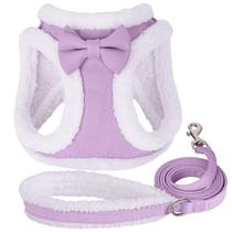Conjunto de arnês e coleira para cães Didog Winter Warm Purple Cotton