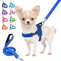 Conjunto de arnês e coleira para cães Lukovee Soft Acolchoado para cães pequenos Conjunto de arnês e coleira para cães Lukovee Soft Acolchoado para cães pequenos