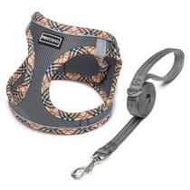 Conjunto de arnês e coleira para cães Mercano Soft Mesh Reflective Grey