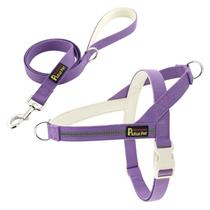 Conjunto de arnês e coleira para cães Plutus Pet Reflective Purple XXS