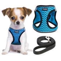 Conjunto de arnês e coleira para cães YIMEIS, reflexivo, ajustável, azul