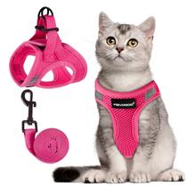 Conjunto de arnês e coleira para gatos FAYOGOO Pink Solid para gatos grandes